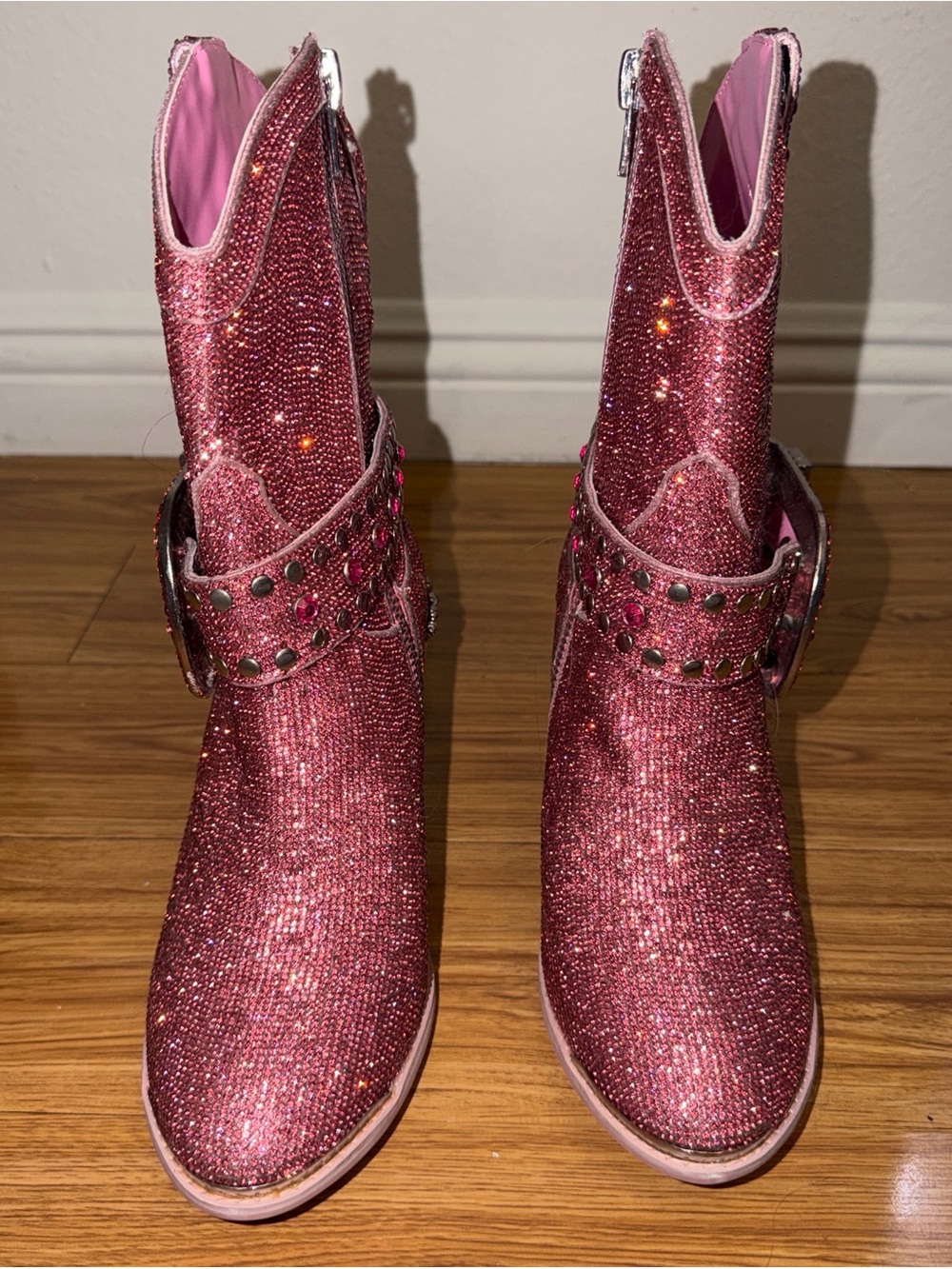 Pink Rhinestone Boot Heels NEW - Picture 4 of 10
